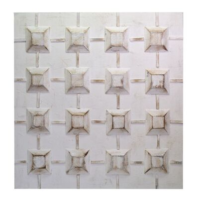 Quadro astratto con quadretti in rilievo 80x80cm  38354