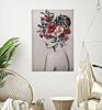 Quadro con viso di donna in bianco e nero e testa con fiori colorati 80x120  40862 - foto 4