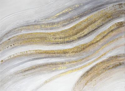 Quadro moderno oro grigio onde rilievo 120x90 lungo orizzontale o verticale 39202 COLORI E LUCI