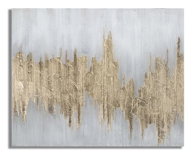 Quadro moderno oro grigio texture materiche e riflessi metallici 100x80 astratto  45641
