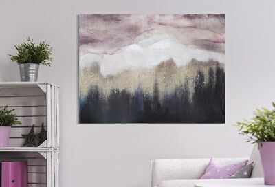 Quadro astratto tramonto sulle montagne 80x60cm  40332