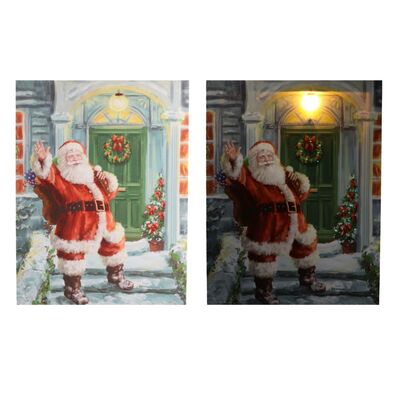 Quadro illuminato con Babbo Natale che saluta 30x40cm 38586 NATALE LUCI E COLORI