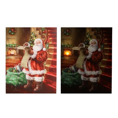 Quadro natalizio con Babbo Natale che legge lista regali 38587 NATALE LUCI E COLORI
