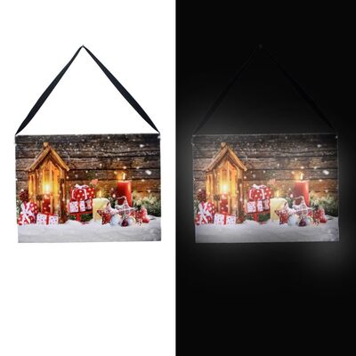 Quadro con pacchi regalo di Natale e 3 led 38574 NATALE LUCI E COLORI