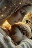 Particolare di Quadro Madonna con bambino Ges&ugrave; moderno veli dorati 60x90  43987
