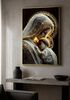 Quadro Madonna con bambino Ges&ugrave; profilo materno moderno nero veli dorati 60x90 COLORI E LUCI - foto 5