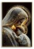 Quadro Madonna con bambino Ges&ugrave; profilo materno moderno nero veli dorati 60x90 COLORI E LUCI