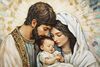 Particolare di Quadro Sacra Famiglia moderno grande 102x82 stampa dipinta su tela laccata con cornic