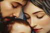 Quadro Sacra Famiglia moderno grande 122x82 stampa dipinta su tela laccata con cornice COLORI E LUCI - foto 4