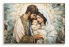 Quadro Sacra Famiglia moderno grande 122x82 stampa dipinta su tela laccata con cornice COLORI E LUCI