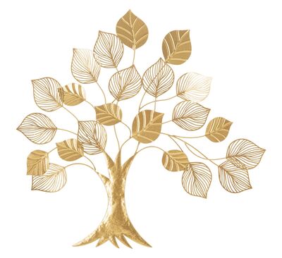 Quadro pannello decorativo in metallo albero oro 81x78  41193