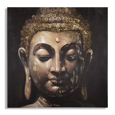 Quadro 100x100 Buddha con sfondo scuro e particolari oro  41018