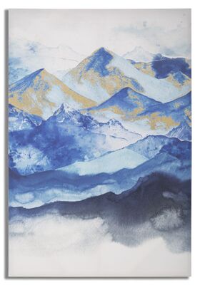 Quadro blu monti con riflessi dorati 80x120  40487