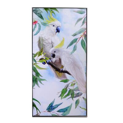 Quadro 62x122cm cielo azzurro e 2 pappagalli bianchi  39160