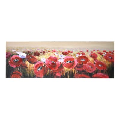 Quadro con dipinto di campo di papaveri e fiori 150x50  39258
