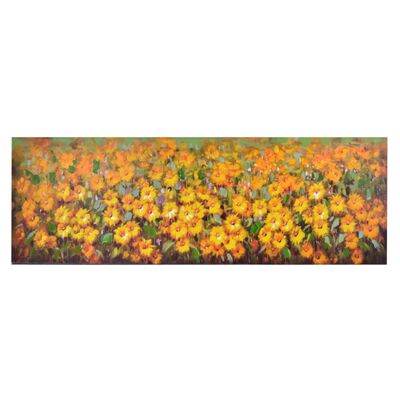 Quadro lungo orizzontale con fiori gialli e prato 150x50  39240