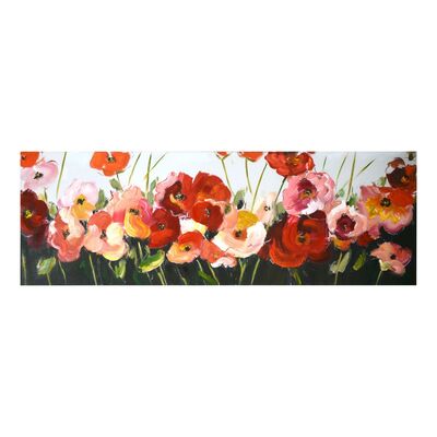 Quadro con fiori rossi e bianchi in mezzo al campo 150x50  39243