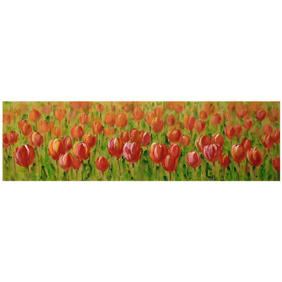 Quadro con prato di tulipani rossi 150X50  39239