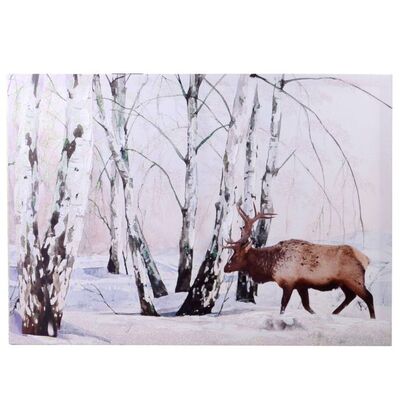 Quadro 70x50cm con renna che passeggia sulla neve  38366