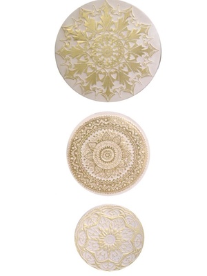 Set 3 quadri rotondi oro geometrie 40-50-60cm  38957