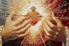 Particolare di Quadro Ges&ugrave; sacro cuore 72x102 decorazione sacra moderna  43992