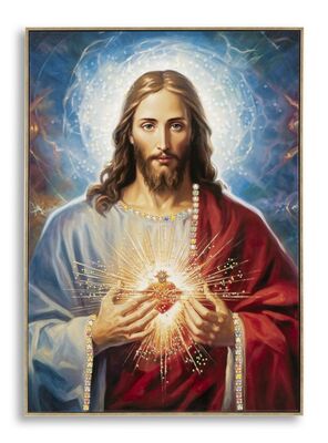 Quadro Ges&ugrave; sacro cuore 72x102 decorazione sacra moderna  43992