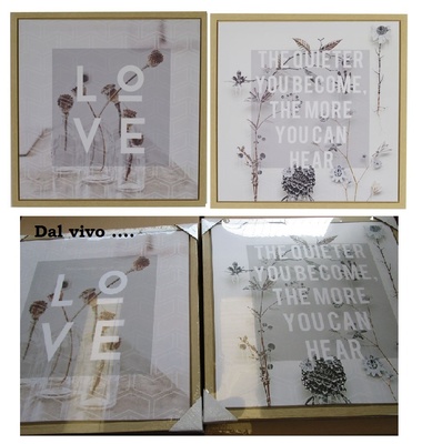 Due bei quadri 60x60cm con scritte e fiori  37652