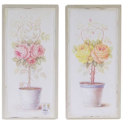 Coppia di quadretti shabby 26,5x56,7cm con rose 33836 COLORI E LUCI