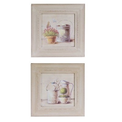 Quadretti shabby 34x34 caraffa innaffiatoio  37419