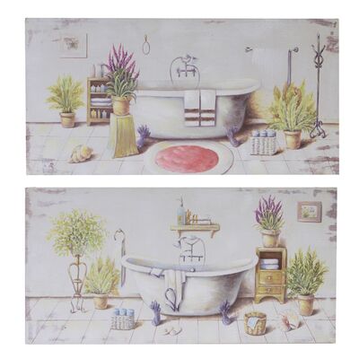 Set 2 quadri 80x40 vasca da bagno e piante  37646