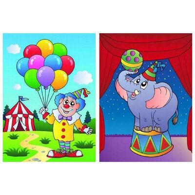 Set 2 quadri colorati circo 35x45 elefantino e clown 33715 COLORI E LUCI