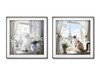 Coppia di quadri 62x62cm gatto alla finestra che ammirano la vista