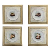 Set 4 quadretti mare con piatto in rilievo 36,5x36,5 bordo decorato 37340 COLORI E LUCI