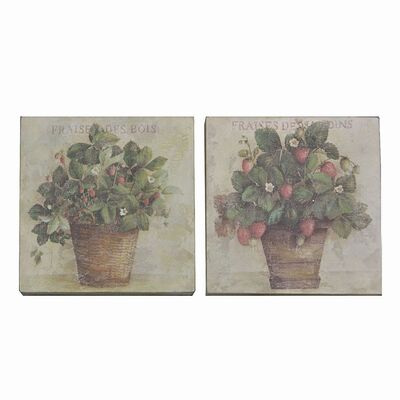 Set 2 quadretti con fragoline 20x20cm 33822 COLORI E LUCI