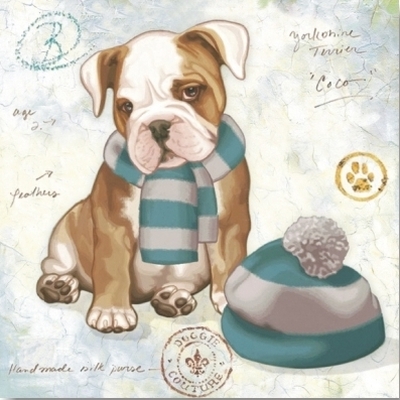 Quadretto 30x30 cagnolino sciarpa e cappello 33689 COLORI E LUCI