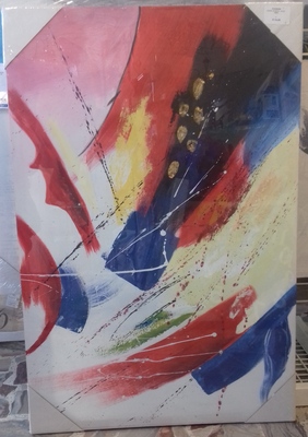 Quadro 60x90 astratto giallo rosso blu 33154 COLORI E LUCI
