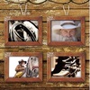 Quadro stampa con foto cowboy western 100x100 con sfondo legno 43562 COLORI E LUCI