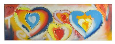 Quadro cuori 150x50 colori vivaci rosso, giallo, blu 32586 COLORI E LUCI