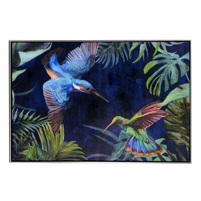 Quadro con uccellini di colibr&igrave; notturno 92x62cm  39356