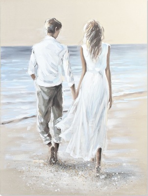 Quadro innamorati al mare mano nella mano 90x120 40362 COLORI E LUCI