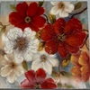 Seconda fotografia Quadro materico fiori rossi e bianchi 100x100 texture gel