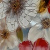 Dettaglio Quadro materico fiori rossi e bianchi 100x100 texture gel