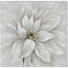 Quadro 80x80 materico fiori bianchi su tonalit&agrave; grigio tortora  43040
