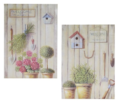 Quadri con vasi di fiori e piante verdi 50x70cm giardino- set 2 37420 COLORI E LUCI