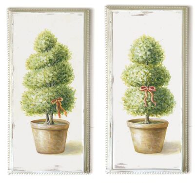 Set 2 quadretti con cornice piante verdi 26,5x56,7  37500