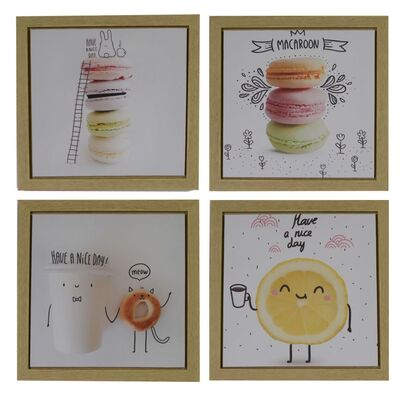 Set 4 quadretti stampa colazione 30x30cm  37507