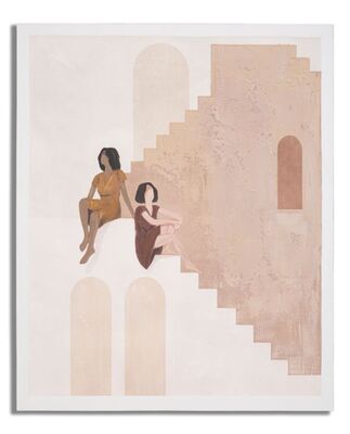 Quadro moderno con due donne sulle scale 80x100cm  40359