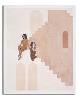 Quadro moderno con due donne sulle scale 80x100cm  40359