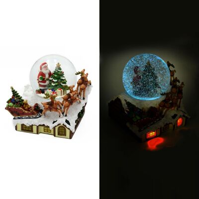 Palla di vetro con neve,luci e musica con slitta di Babbo Natale 38497 NATALE LUCI E COLORI