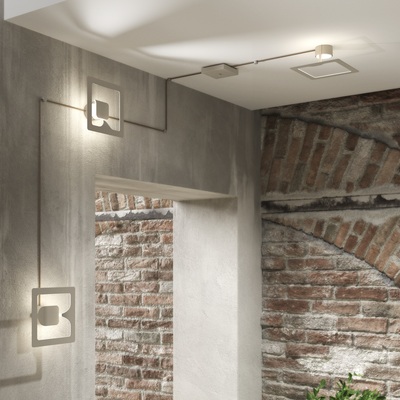 Applique pi&ugrave; plafoniera decentrate modulari cornici quadrate luminose 1171--SSS-F5M1-S4S-RS TOP LIGH